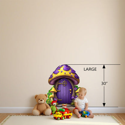 Whimsical Mushroom House vinyl wall decal