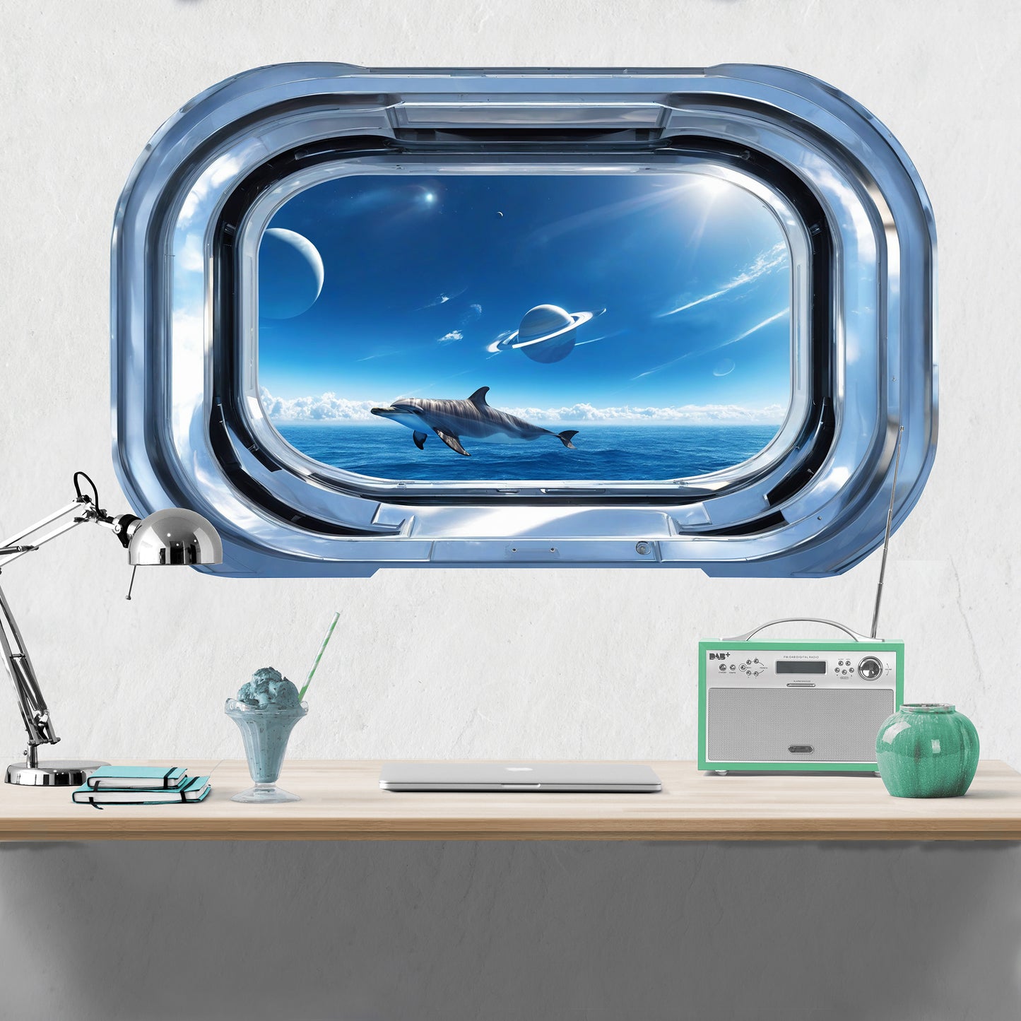 Ethereal Dolphin Space Portal Wall Decal