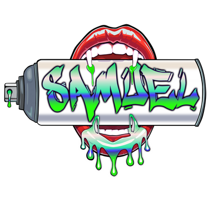 "Bite Me"-1 Graffiti Spray Can Vinyl Wall Decal – Custom Name Art, Sexy Vampire Mouth, Urban Street Style 3