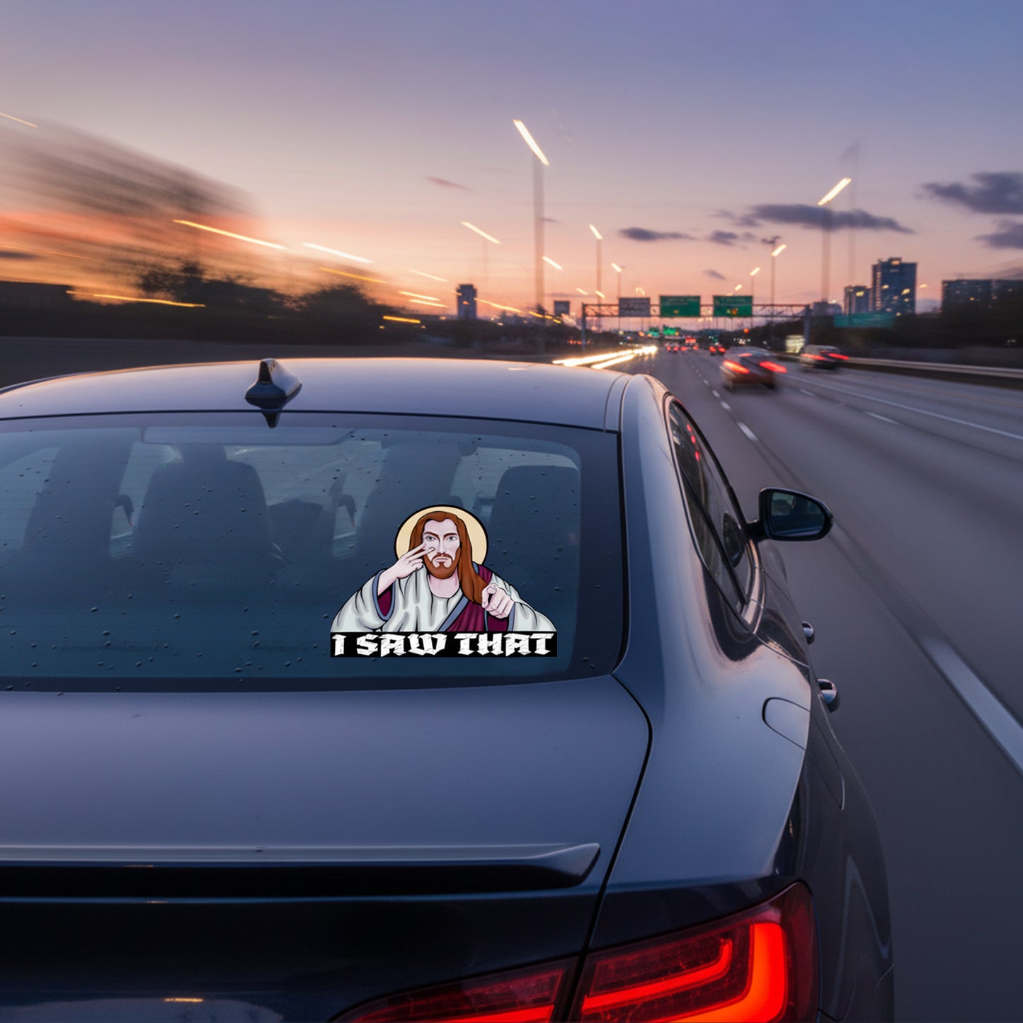 Funny Jesus Sticker – “I Saw That” Vinyl Decal | Christian Humor | Matte Laminated Waterproof Sticker for Laptop, Car, Water Bottle