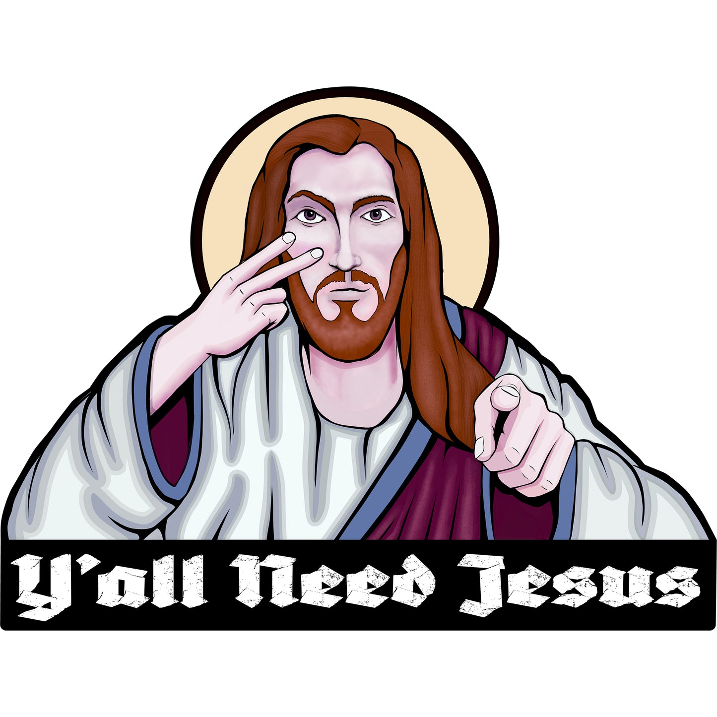 Funny Jesus Sticker Pack – Christian Humor Decals Set of 3 | “Y’all Need Jesus” “I’m Telling DAD” “I SAW THAT” | Faith Stickers Gift