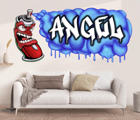 Custom Graffiti Spray Paint Can Wall Decal – “Stan the Can”-0 Art Sticker with Personalized Name – Urban Street Art Decor – Room Mural
