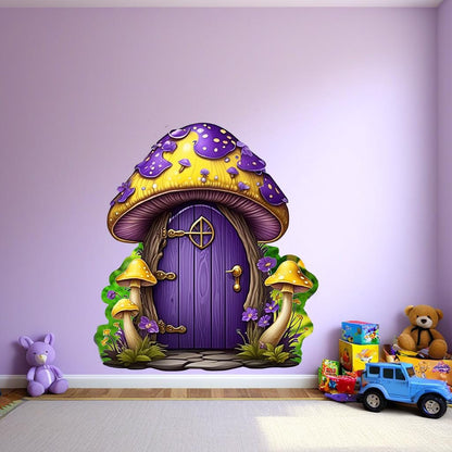 Whimsical Mushroom House vinyl wall decal