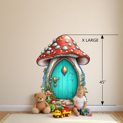 Whimsical Mushroom House Wall Decal – Enchanting Forest Theme