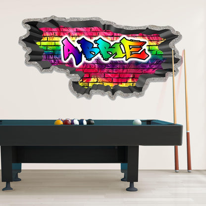 Personalized vinyl graffiti font wall sticker-Colorfull- 3D My Sticky Wall Decal - Vibrant Wall Decals Sticker - Unique Gift for Friends -