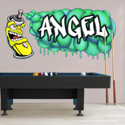 Custom Graffiti Spray Paint Can Wall Decal – “Stan the Can”-1 Art Sticker with Personalized Name – Urban Street Art Decor – Room Mural