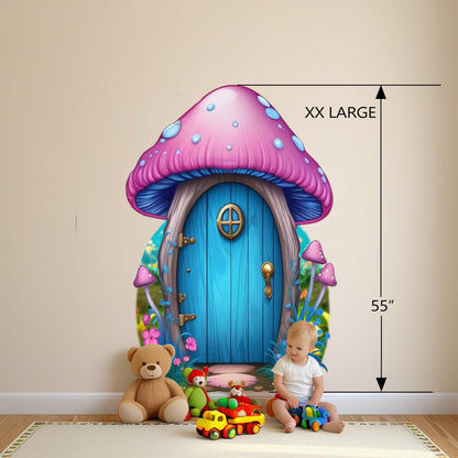 Whimsical Mushroom House Wall Decal – Large Vinyl Enchanted Forest Design