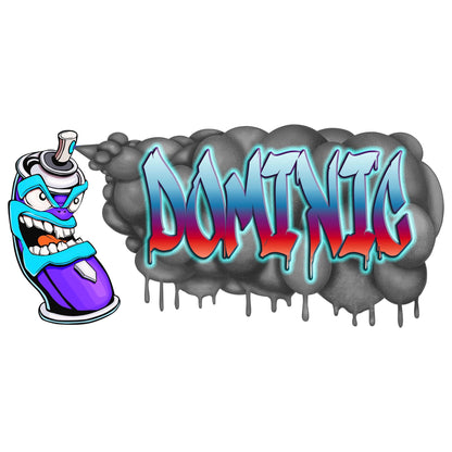 Custom Graffiti Spray Paint Can Wall Decal – “Stan the Can”-4 Art Sticker with Personalized Name – Urban Street Art Decor – Room Mural