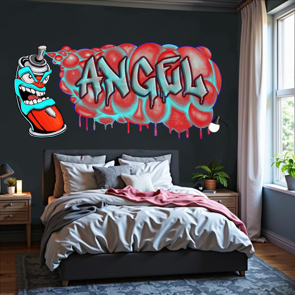 Custom Graffiti Spray Paint Can Wall Decal – “Stan the Can”-5 Art Sticker with Personalized Name – Urban Street Art Decor – Room Mural