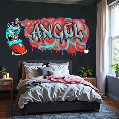 Custom Graffiti Spray Paint Can Wall Decal – “Stan the Can”-5 Art Sticker with Personalized Name – Urban Street Art Decor – Room Mural