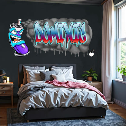 Custom Graffiti Spray Paint Can Wall Decal – “Stan the Can”-4 Art Sticker with Personalized Name – Urban Street Art Decor – Room Mural
