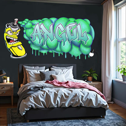 Custom Graffiti Spray Paint Can Wall Decal – “Stan the Can”-3 Art Sticker with Personalized Name – Urban Street Art Decor – Room Mural