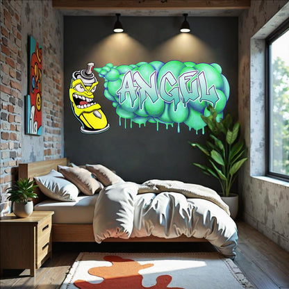 Custom Graffiti Spray Paint Can Wall Decal – “Stan the Can”-3 Art Sticker with Personalized Name – Urban Street Art Decor – Room Mural