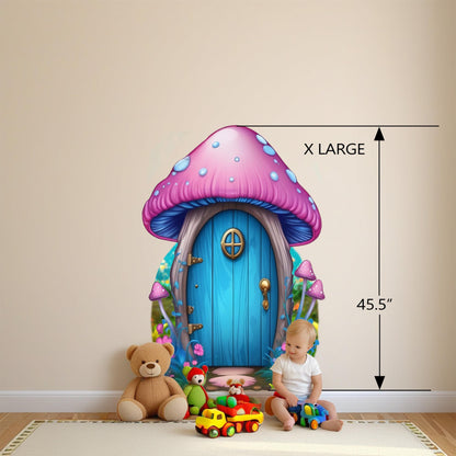 Whimsical Mushroom House Wall Decal – Large Vinyl Enchanted Forest Design