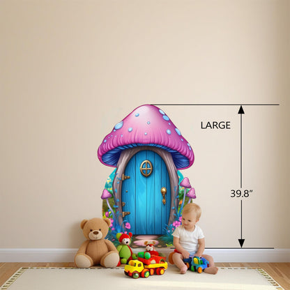Whimsical Mushroom House Wall Decal – Large Vinyl Enchanted Forest Design
