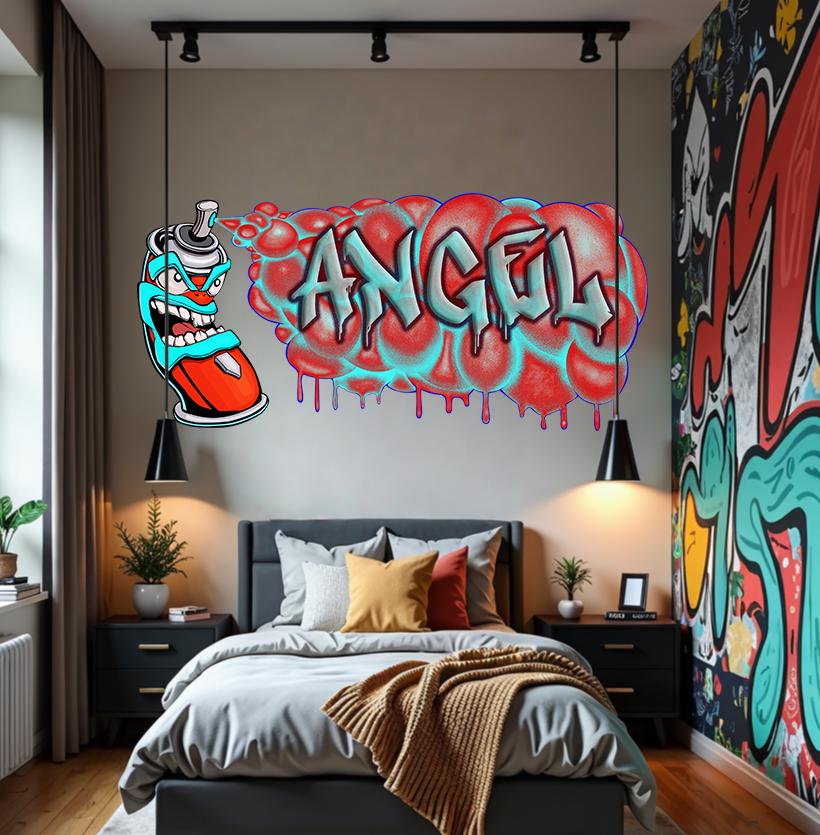 Custom Graffiti Spray Paint Can Wall Decal – “Stan the Can”-5 Art Sticker with Personalized Name – Urban Street Art Decor – Room Mural