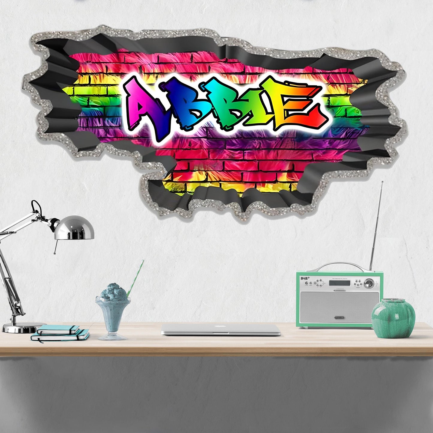 Personalized vinyl graffiti font wall sticker-Colorfull- 3D My Sticky Wall Decal - Vibrant Wall Decals Sticker - Unique Gift for Friends -
