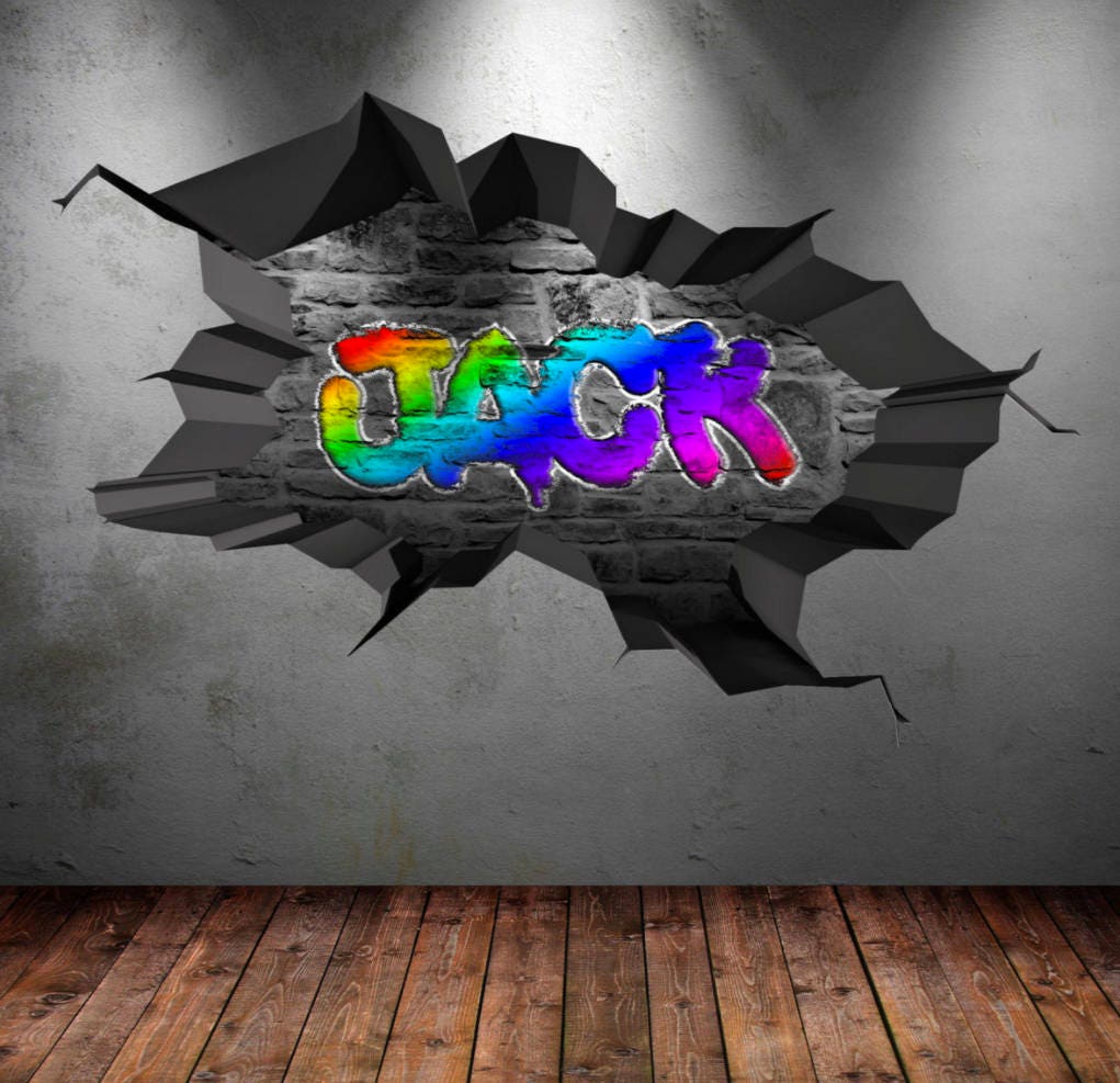 Custom Graffiti Wall Decor - Personalized Name Decal - Unique Art Sticker - 3BattySister Wall Decal - Kids Gift - Custom Name Wall Sticker