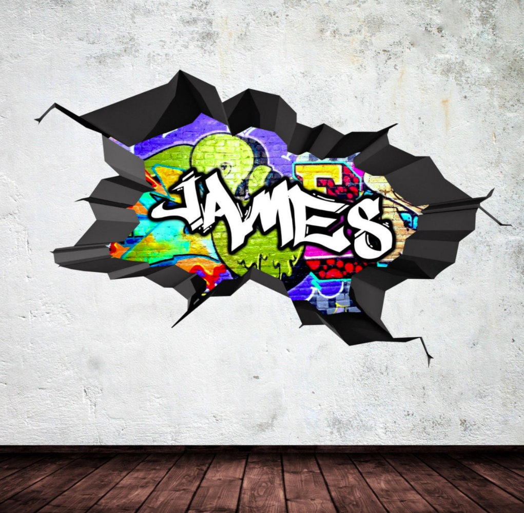 CUSTOM WALL MURAL, Graffiti Wall Decal, Vinyl Wall Stickers, Name Wall Decal, Home Decor Art, Personalized Sticker, Graffiti Wall Art