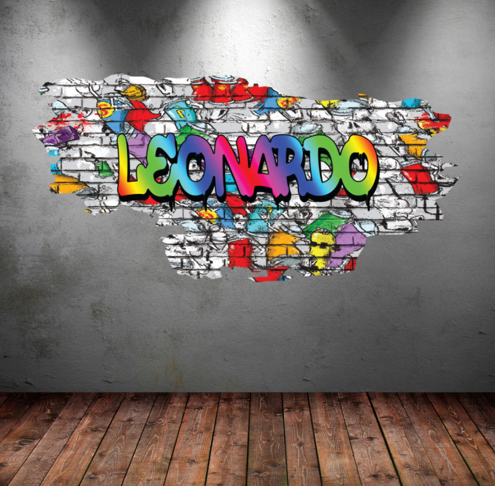 Personalized Graffiti Wall Art Decal, Custom Name Hip Hop Sticker, Street Art Background, Vinyl Graffiti Mural, Kids Room Decor