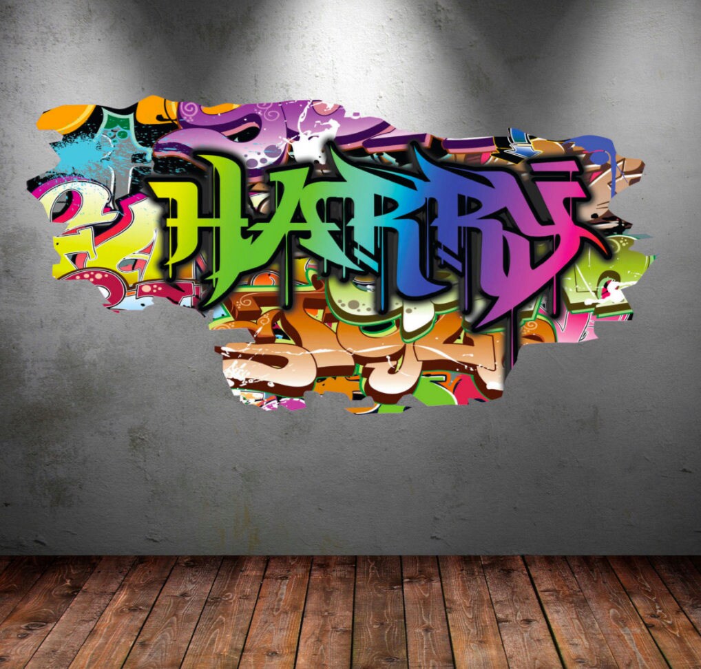 Personalized Graffiti Name Stickers - Custom Waterproof Vinyl Decals For Laptops & Water Bottles