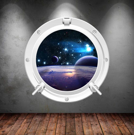 Cosmic Wall Decal, Astral Vinyl Decor, Celestial Adhesive, Starry Night Theme Art, Planet View Design, Interstellar Room Accent