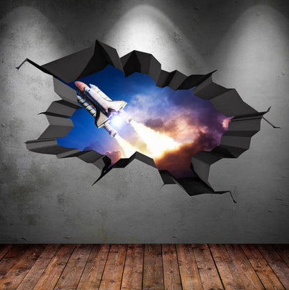 SPACE SHUTTLE DECAL, Rocket Wall Sticker, Space Rocket Decal, Science Room Décor, Premium Vinyl Decals, 3d Wall Decals
