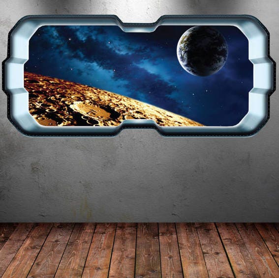 EARTH WALL DECAL, Solar System Sticker, Earth Window Decal, Planet Vinyl Sticker, Planet Earth Decal, Outer Space Decal