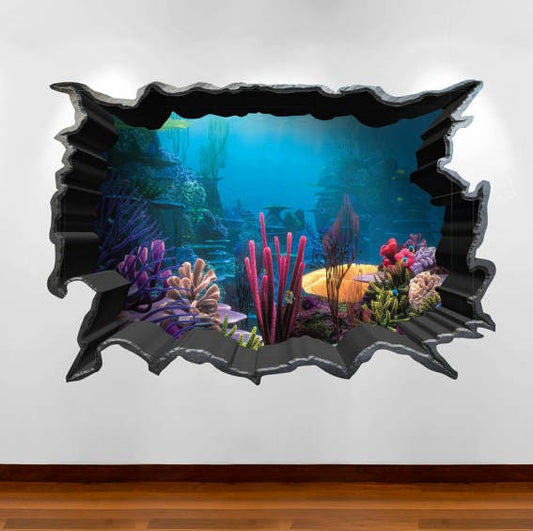 Finding Fish Wall Decal, Fish Wall Decal, Sea Life Wall Decals, Aquarium Wall Decal, 3D Wall Art, Kids Room Decor, Vinyl Wall Sticker