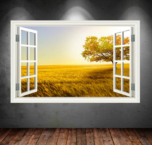 FIELD WALL DECAL, Nature Window Decal, Tree Wall Mural, Beautiful Stickers, Vinyl Window Decal, Nature Lover Gift