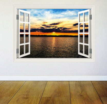 OCEAN WINDOW DECAL, Sunset Wall Mural, Sea Sunset Decal, Paradise Sea Mural, Sunset Room Décor, Nature Window Decal