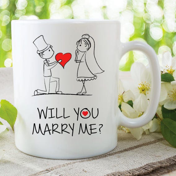 PROPOSAL COFFEE MUG, Will You Marry Me? Tea Cup, Ceramic Novelty Marriage Mug