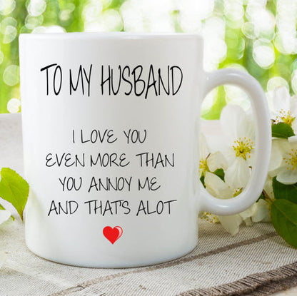 HUSBAND COFFEE CUP, Love Coffee Mug, Modern Coffee Mug, New Coffee Mug, Designed Coffee Cup, Gift For Husband, White Tea Mug