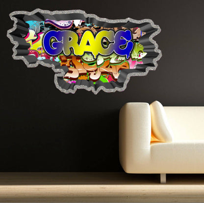 Custom Graffiti Wall Decals Name - Personalized Kids Rooms Decor Hip Hop Vinyl Sticker - Removable Peel and Stick Wall Mural - Custom Gift