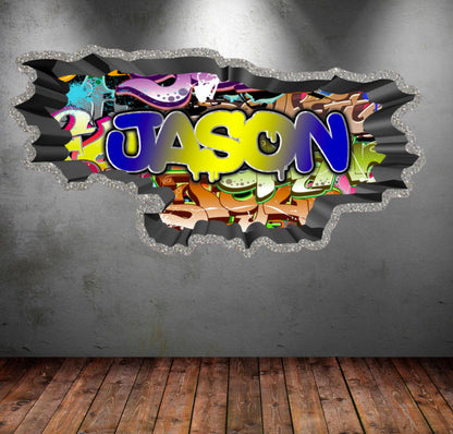 Custom Graffiti Wall Decals Name - Personalized Kids Rooms Decor Hip Hop Vinyl Sticker - Removable Peel and Stick Wall Mural - Custom Gift