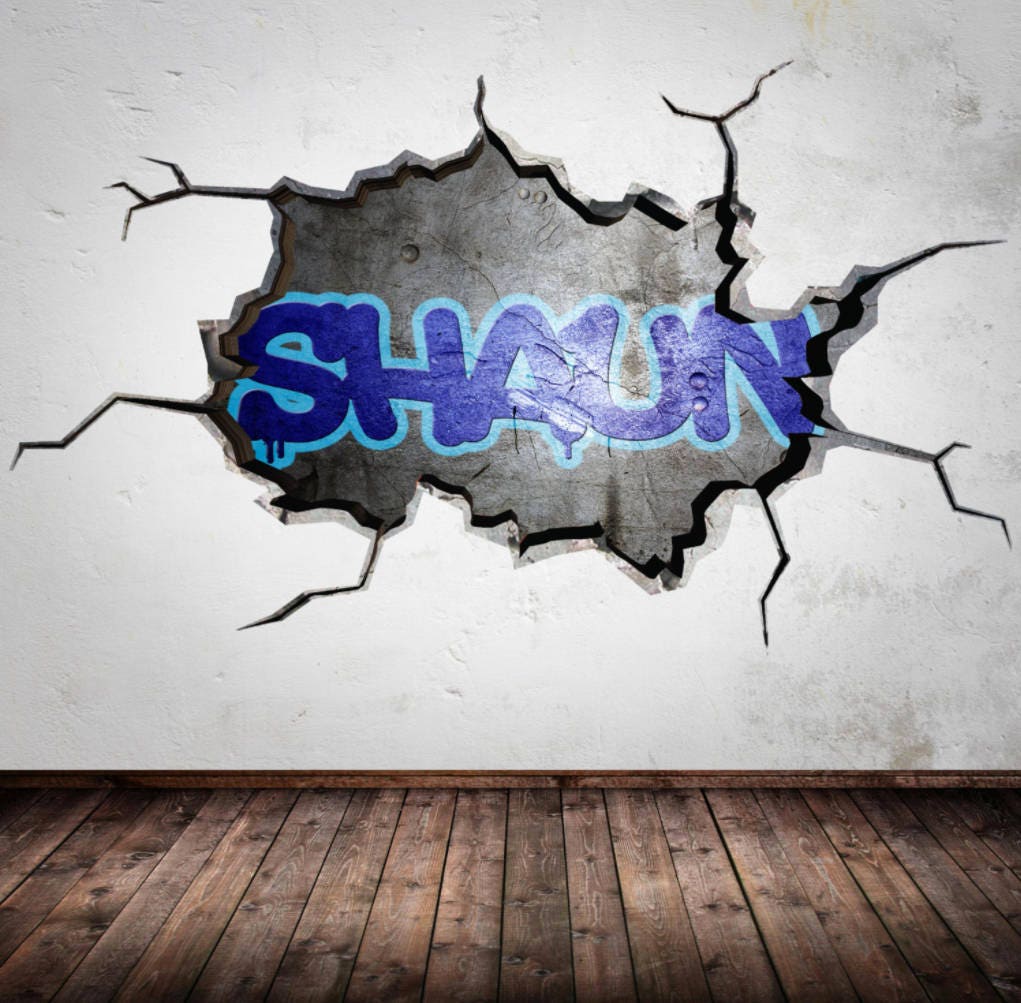 Personalized Graffiti Wall Art Decal, Custom Name Hip Hop Sticker, Street Art Background, Vinyl Graffiti Mural, Kids Room Decor, Custom Gift