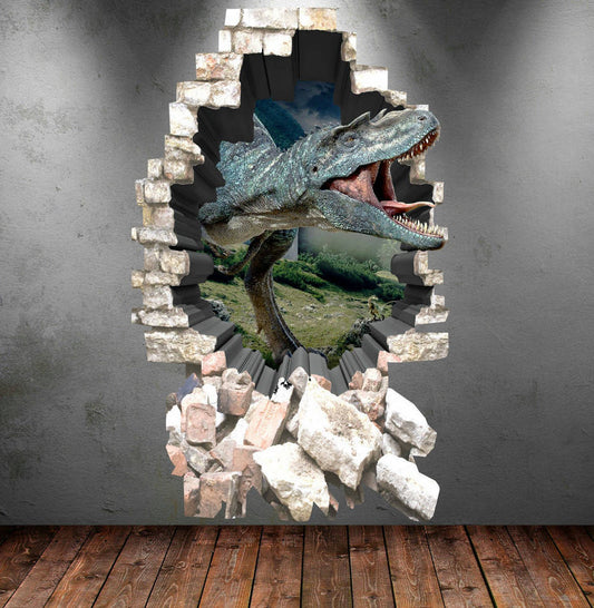 Dinosaur Wall Decal, Kids 3D Wall Mural, Dinosaur Wall Art, Dino Wall Sticker, Jurassic World Theme, Nursery Decoration, Vinyl Decal