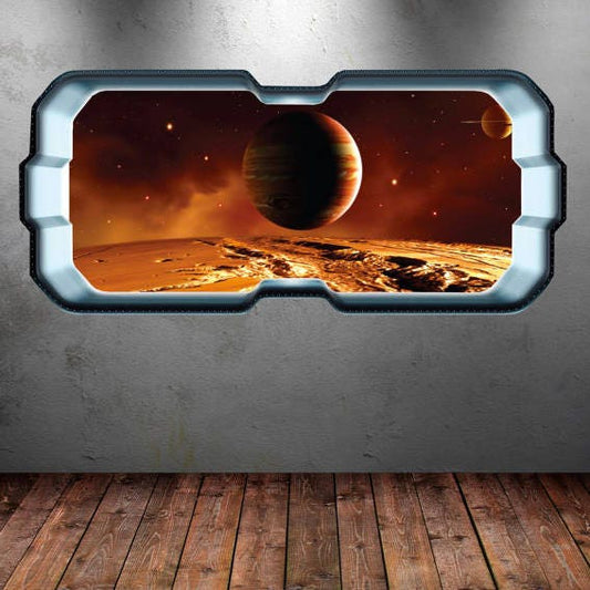 Planet Mars Wall Decal, Space Planet Sticker, Galaxy Planet Art Decor, Vinyl Wall Decals, Playroom Wall Mural, Peel and Stick Art