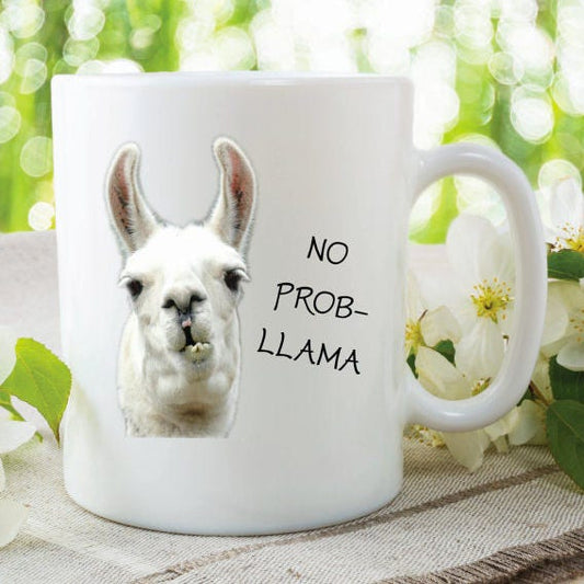 No Prob Llama Ceramic Mug Gift Birthday Present Novelty Tea Coffee Cute Funny Cup Gift For Friend Secret Santa Gifts MYSMUG121