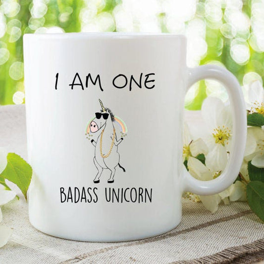 UNICORN COFFEE MUG, Badass Unicorn Cup, Funny Unicorn Mug, Unicorn Print Mug, Funny Novelty Mug,