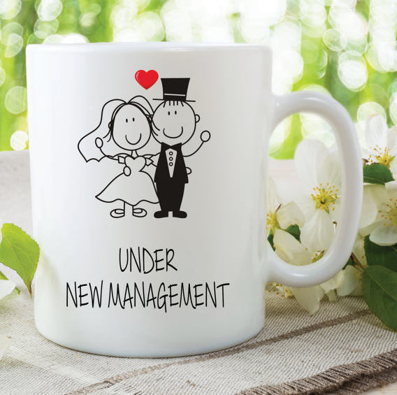 WHITE PRINTED MUG, Groom Coffee Mug, Groom Coffee Mug, Bride Coffee Mug, Ceramic Coffee Cup, Under Management