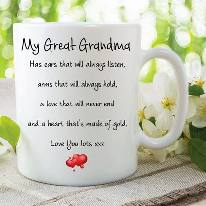 GREAT GRANDMA MUG, Grandma Coffee Mug, Best Grandma Mug, Gift For Grandma, Grand Parents Mug, Cute Family Gifts