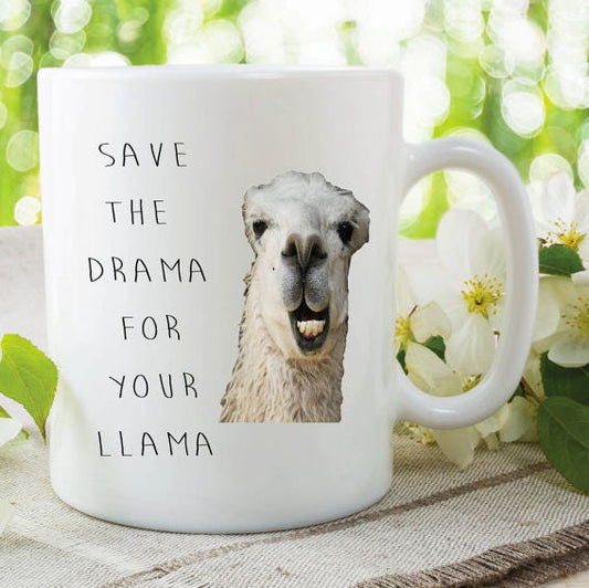 Llama Coffee Mug, Funny Novelty Mug, Llama Funny Mug, Ceramic Tea Cup, Custom Print Mug, Secret Santa Mug