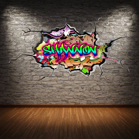 GRAFFITI WALL ART, Custom Art Decal, Personalized Name Wall Decal, Gift For Kids, Graffiti Wall Decal, Custom Name Sticker, Room Decor