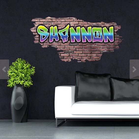 Graffiti Name Brick Wall Decal - Custom Name Art - Personalized Sticker - Boys' Room Decor - Unique Wall Accent - Custom Gift