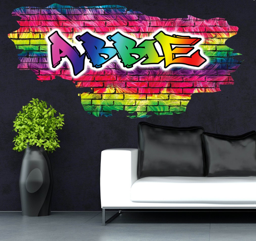 Custom Graffiti Name Wall Decal - Personalized Street Art Sticker - Unique Wall Decal- Eye-Catching Wall Decor - Brick Wall Background