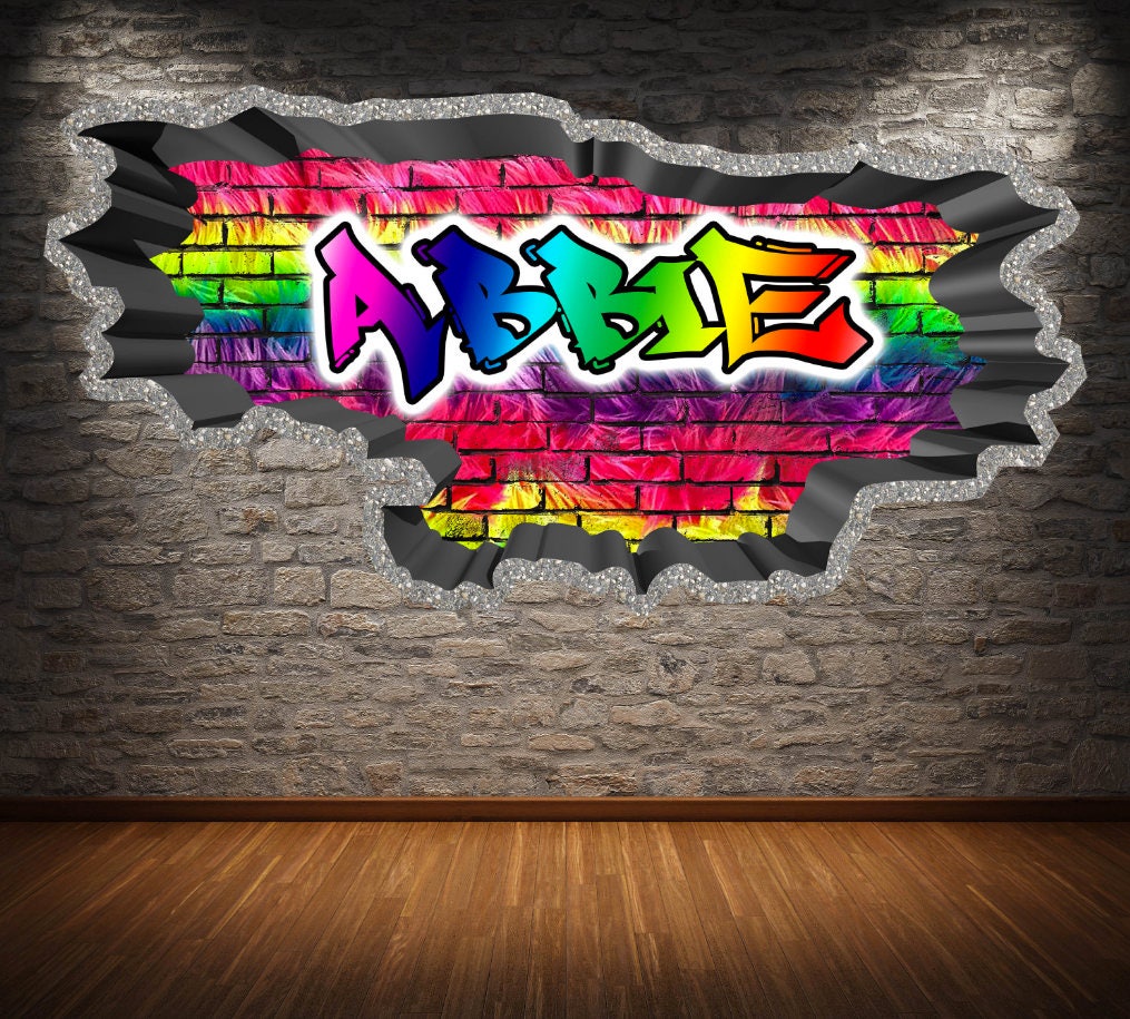 Colorful Graffiti Art Mural - 3D My Sticky Wall Decal - Vibrant Wall Decals Sticker - Unique Gift for Friends - Room Vinyl Wall Stickers