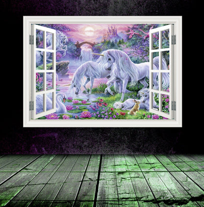 UNICORN WALL DECAL, Fantasy Wall Decal, Unicorn Window Sticker, Nursery Wall Decal, Unicorn Wall Art, Kids Room Decoration, Vinyl Wall Decal