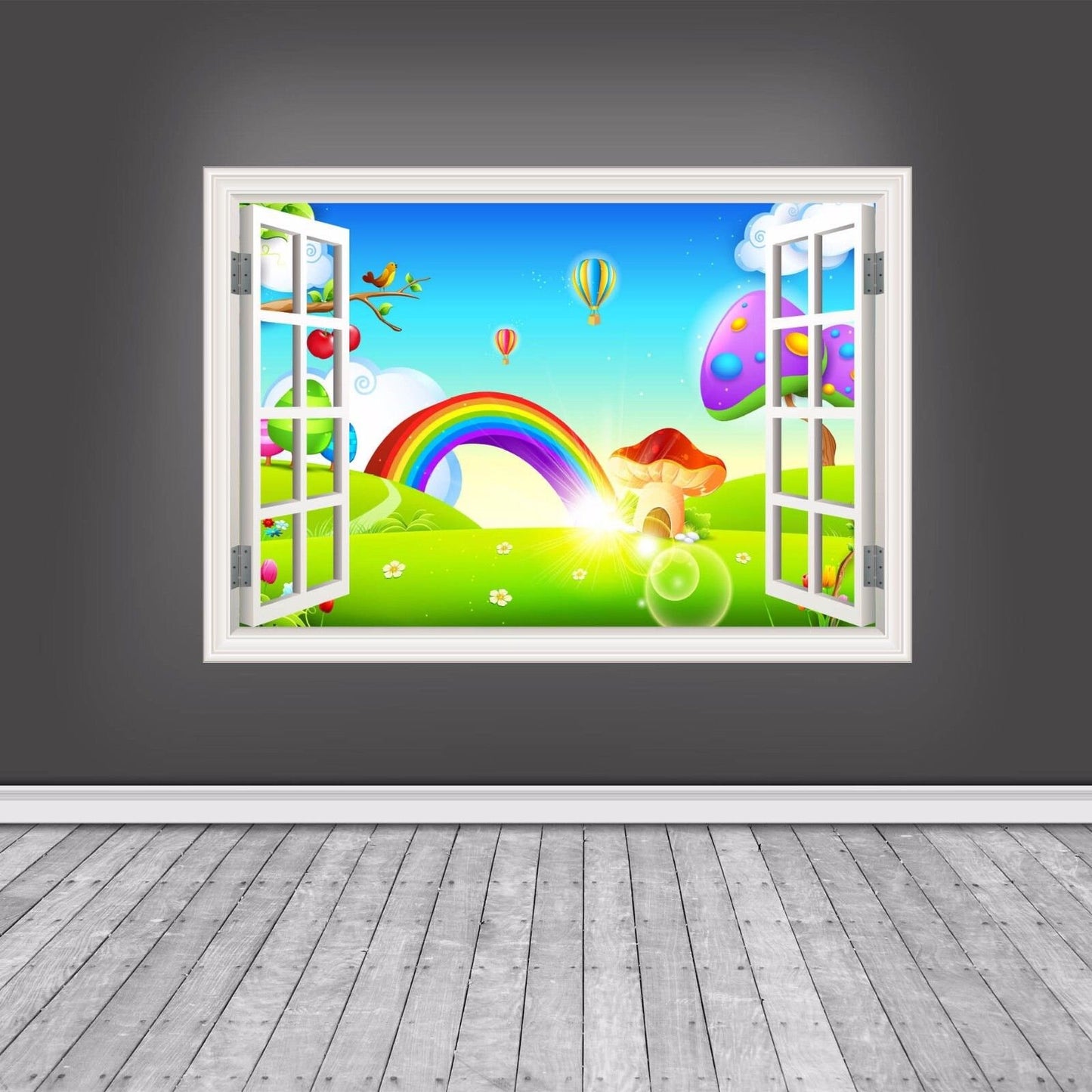 RAINBOW WALL DECAL, Childs Nursery Décor, Window Frame Decal, Gift For Friends, Vinyl Wall Mural, 3d Wall Decal