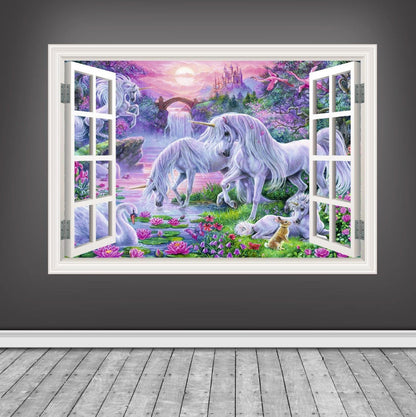 Girls Bedroom Decor, Nursery Wall Art, Unicorn Wall Print, Girls Room Wall Sticker, Unicorn Wall Mural, Unique Gift for her